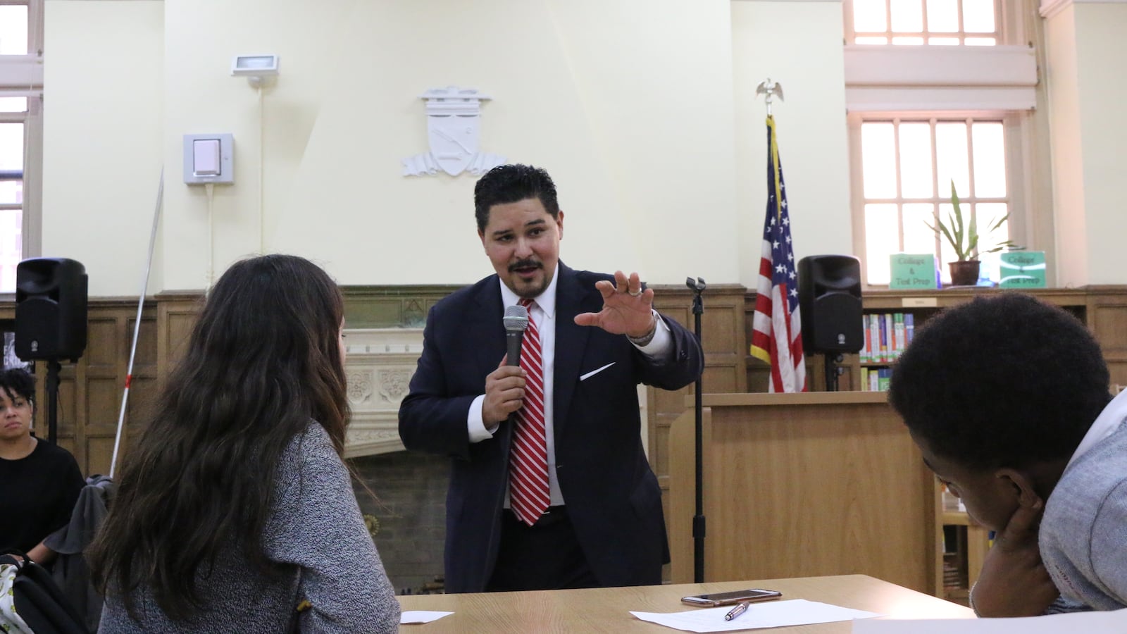 Schools Chancellor Richard Carranza hosts a town hall meeting at Brooklyn Technical High School.