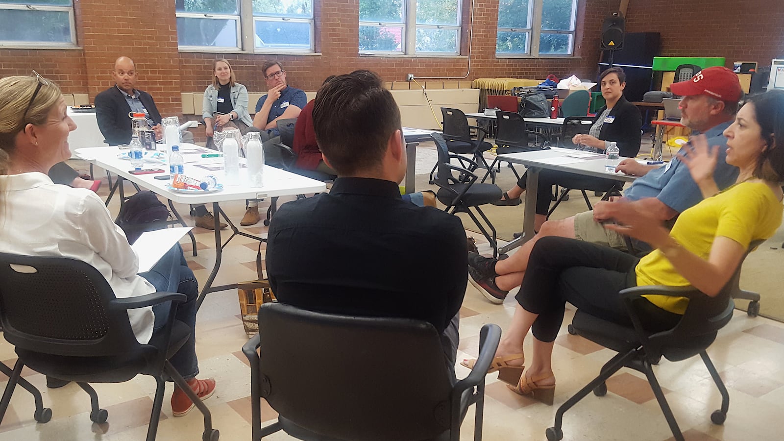 Senior reporter Melanie Asmar, third from right, moderates a discussion on school choice in Denver during Chalkbeat's 2019 listening event.