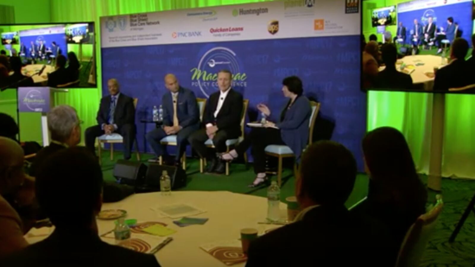 Chalkbeat Senior Detroit Correspondent Erin Einhorn moderates a panel on the future of Detroit schools feating United Way of Southeast MIchigan's Herman Gray, new Detroit Superintendent Nikolai Vitti and Walbridge CEO John Rakolta, Jr.