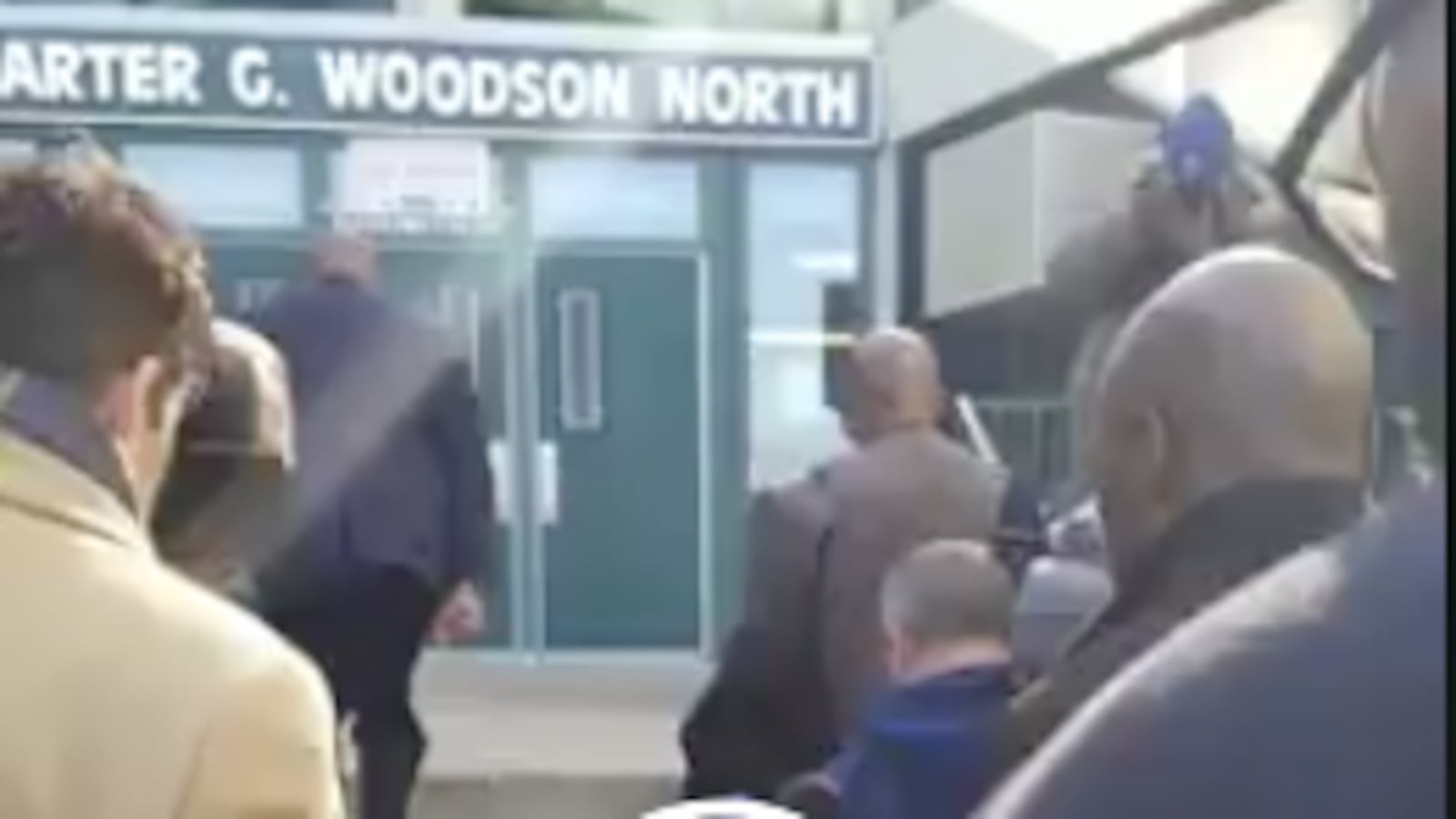 In a viral video posted Feb. 22, 2019, on Facebook, parents and community members approach a Chicago school where a fourth grader complained about bullying.