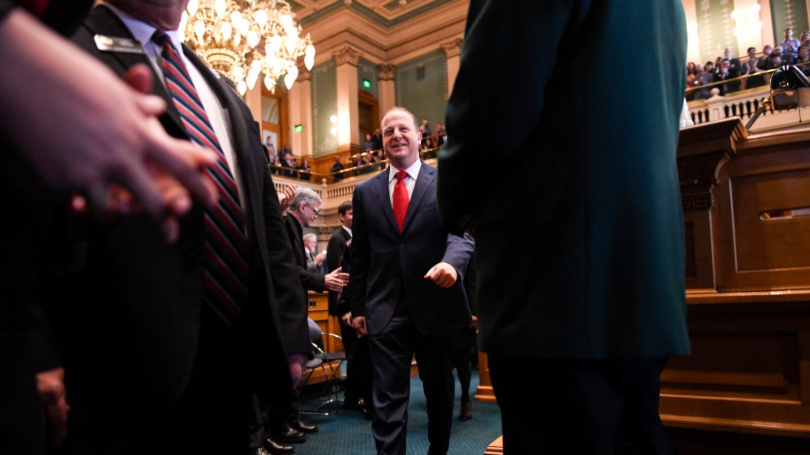 Jared Polis is introduced on the House floor before delivering his first State of the State address.