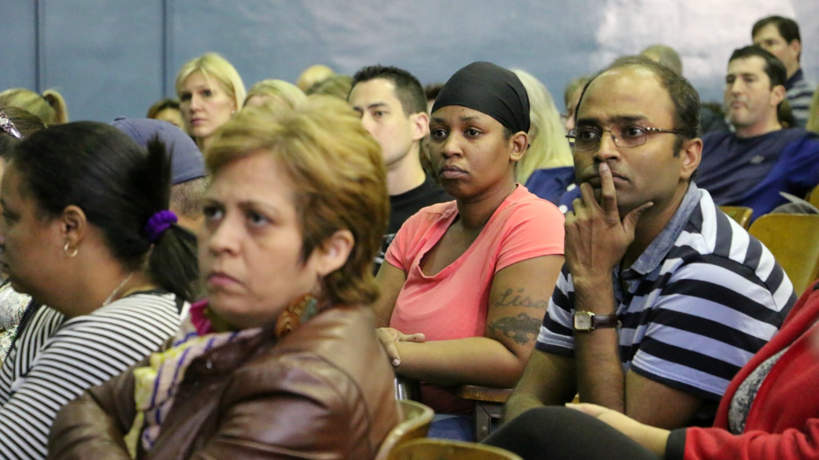 Parents and teachers attended a meeting Saturday at P.S. 191 about a proposed rezoning.