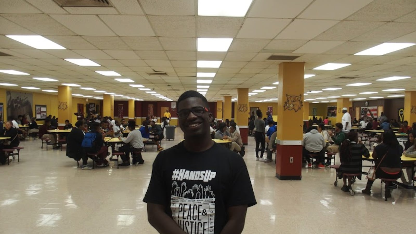 Dellarontay Readus inside Melrose High School in Memphis, where he is valedictorian of the Class of 2015