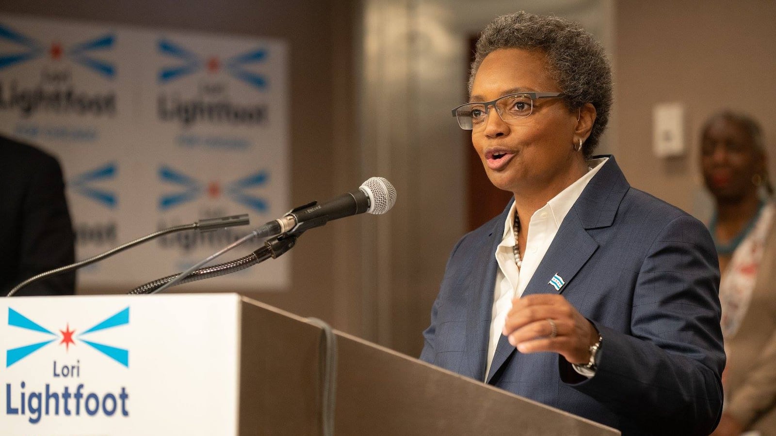 Mayoral candidate Lori Lightfoot unveiling her 15-point education plan in January at the Union League Club of Chicago. Her spokeswoman said the plan will help guide her education transition team.
