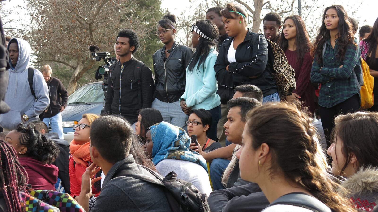 South High School students gathered at East High School early this afternoon.