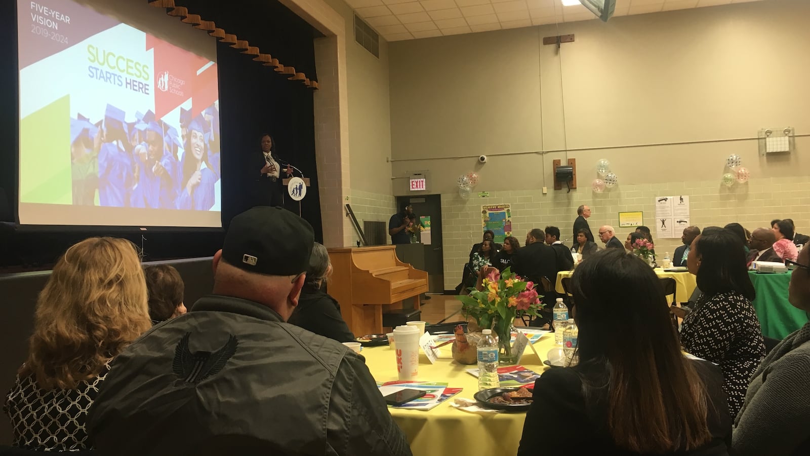 School district CEO Janice Jackson presented the district's five-year vision plan at Bronzeville Classical Elementary School on March 26.
