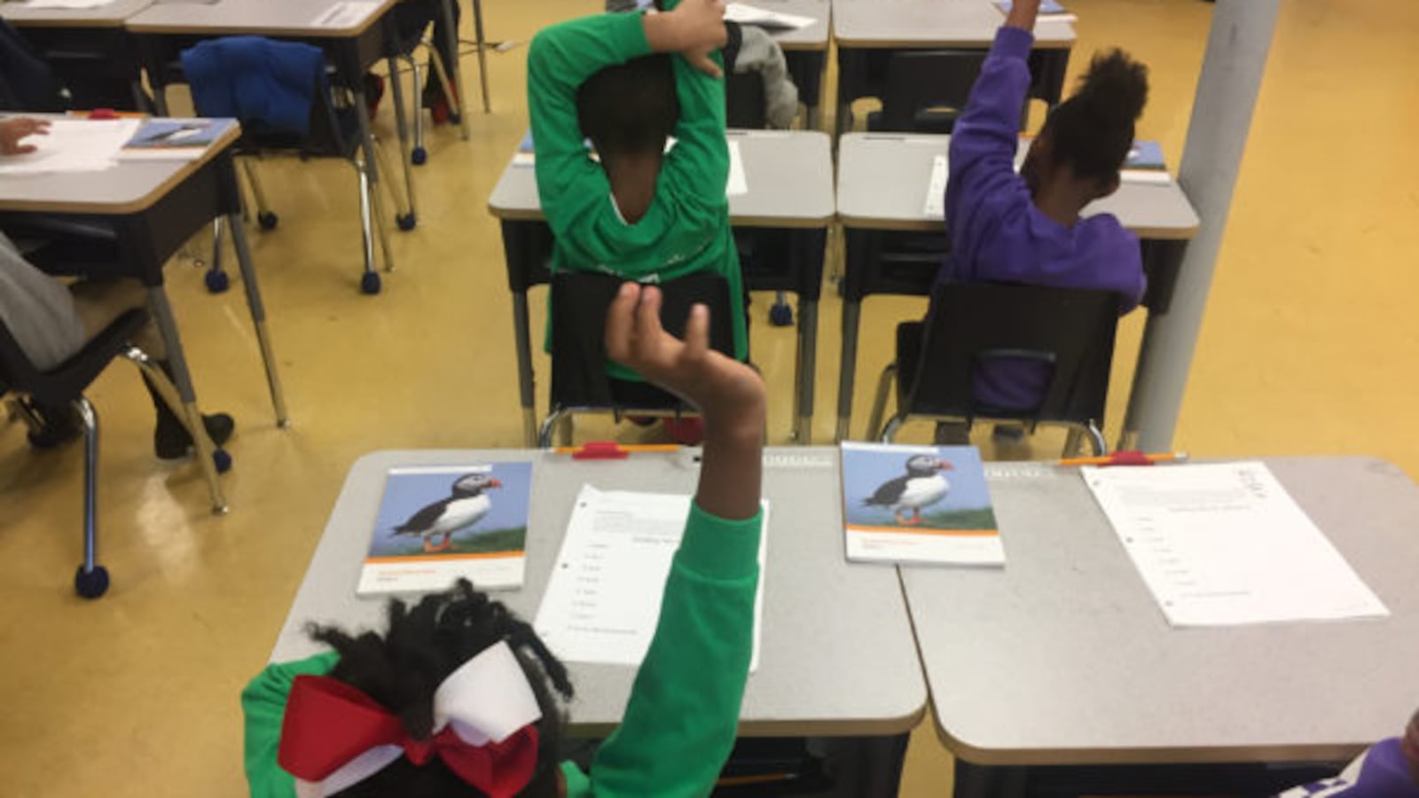 Students at Memphis Delta Preparatory, a charter school, are seated for class.