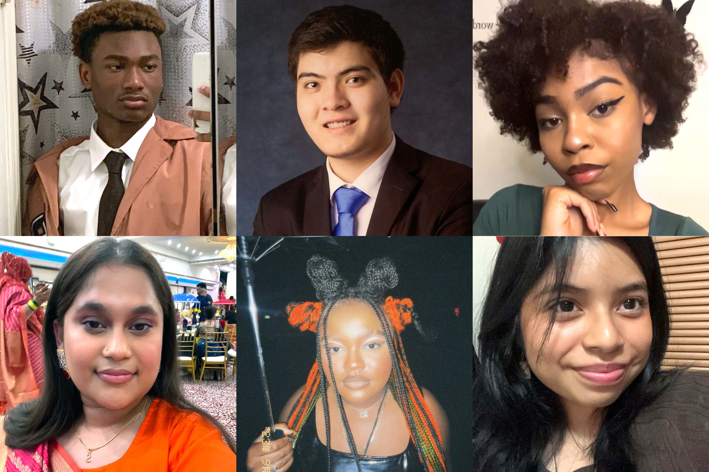 A photo collage featuring the headshots of six high school students.