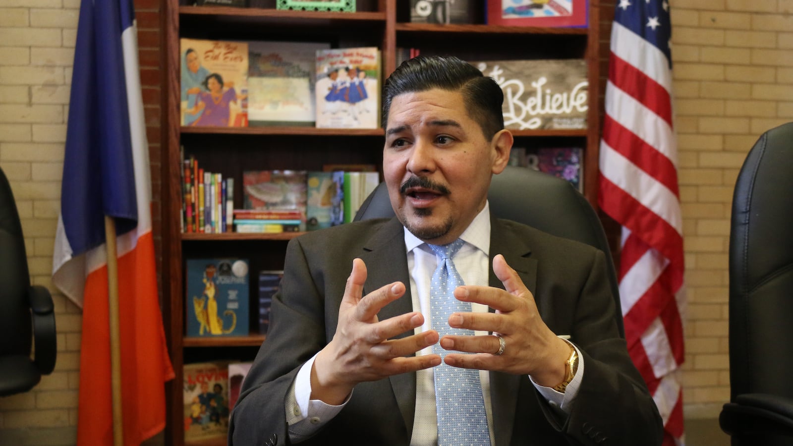 Schools Chancellor Richard Carranza at Tweed Courthouse, the education department's headquarters.