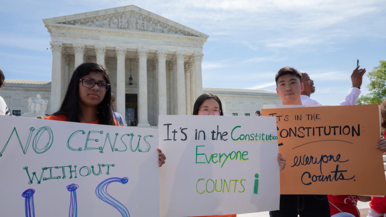 As the Supreme Court justices heard oral arguments over the 2020 census citizenship question, protesters outside called for the controversial question's exclusion. The question is projected to cost school districts federal funding for low-income students.