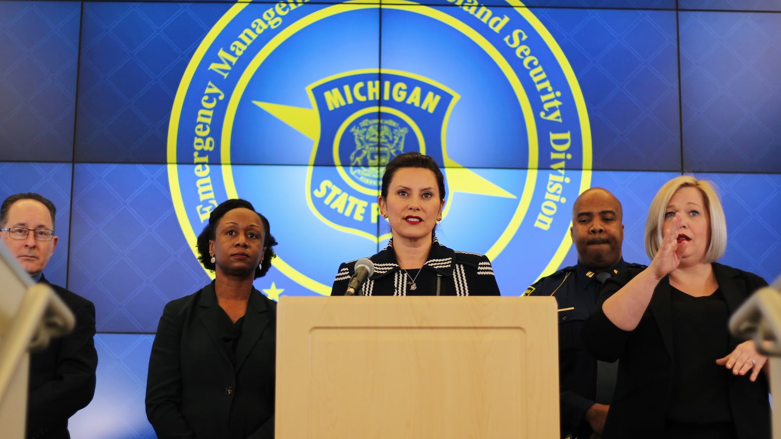 Gov. Gretchen Whitmer addressed the media during a press conference in which she announced the closure of all K-12 schools in the state.