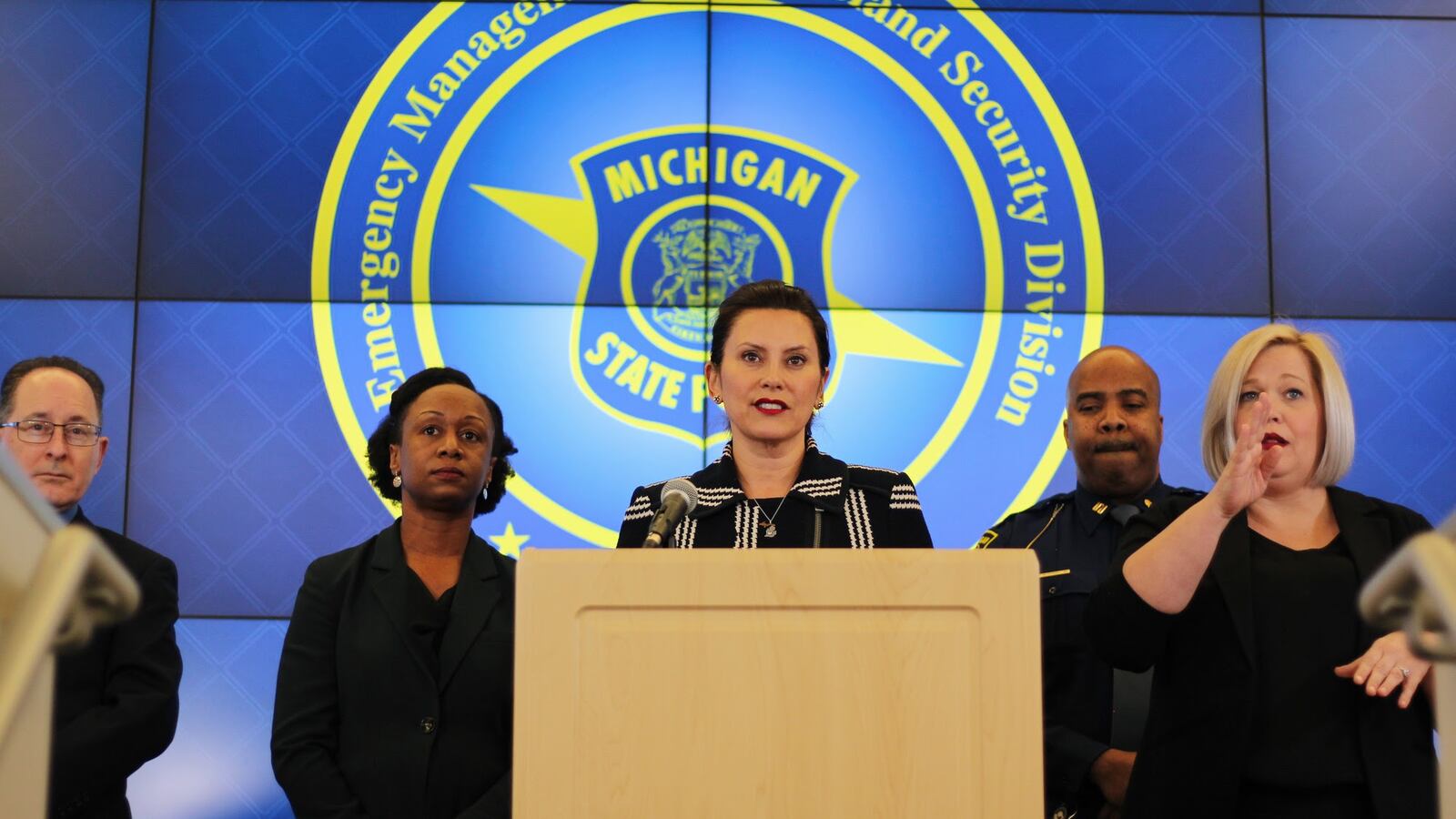 Gov. Gretchen Whitmer addressed the media during a press conference in which she announced the closure of all K-12 schools in the state.