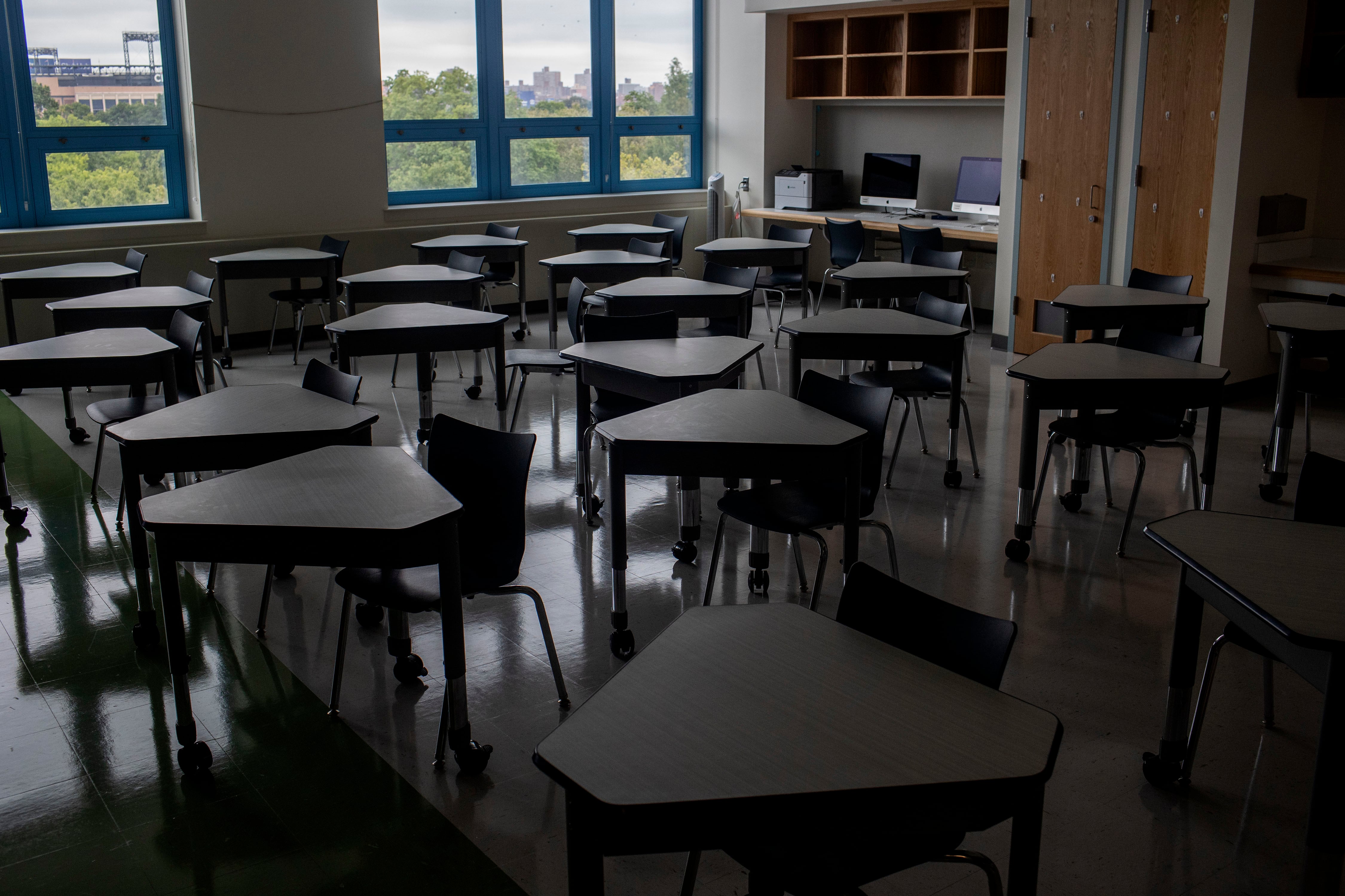 An empty classroom due to COVID-19
