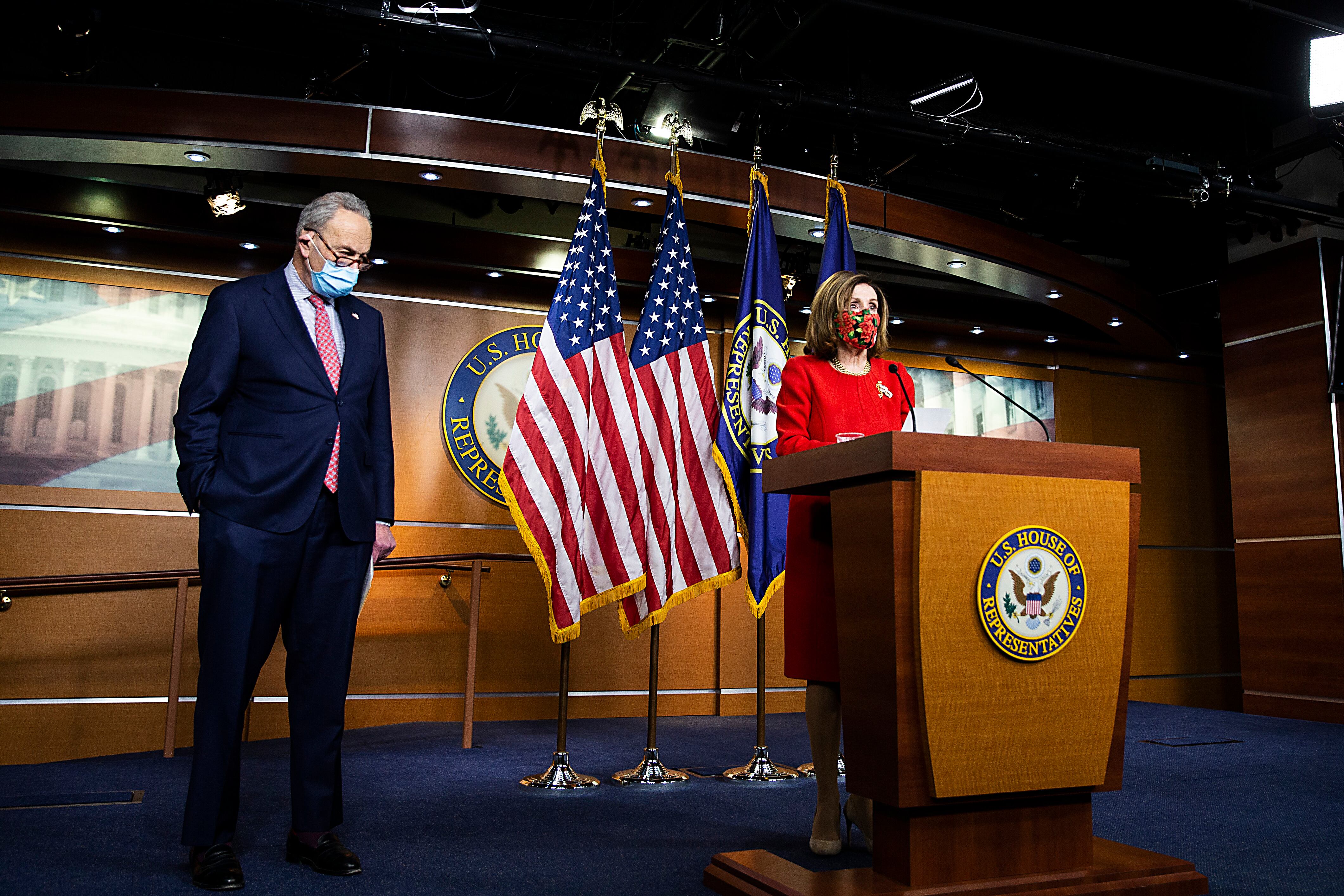 Pelosi And Schumer Speak To Press On COVID-19 Stimulus And Omnibus Spending Bills