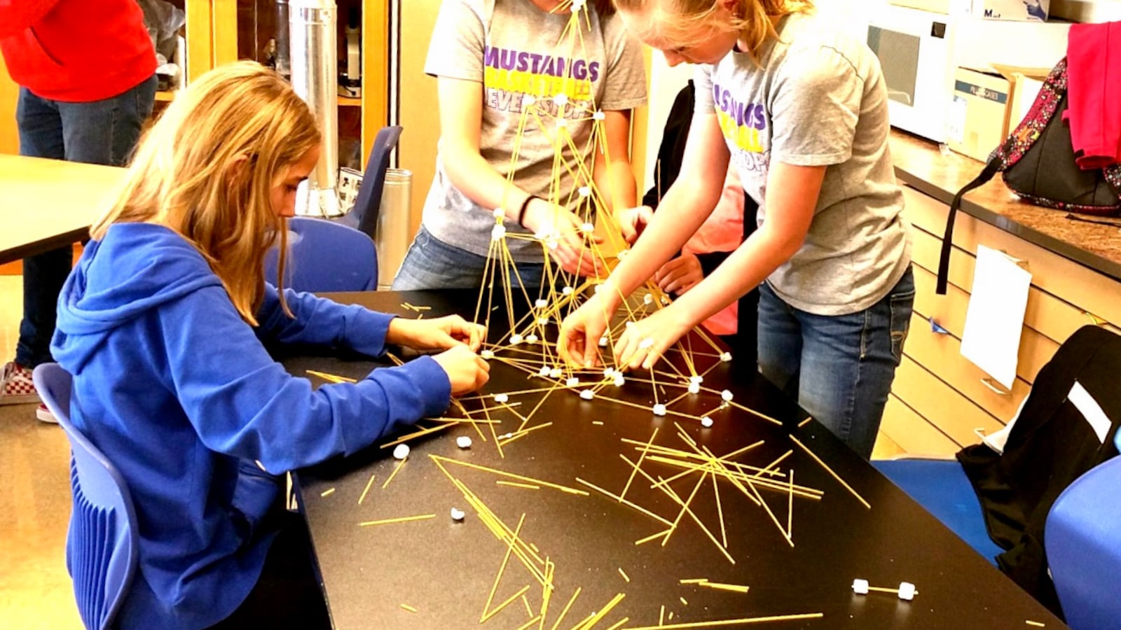 Students build a marshmallow tower as part of an activity at the Colorado AeroLab in Kremmling. The nonprofit provides a variety of "fifth-day" academic enrichment activities for students attending schools with only four-day weeks.