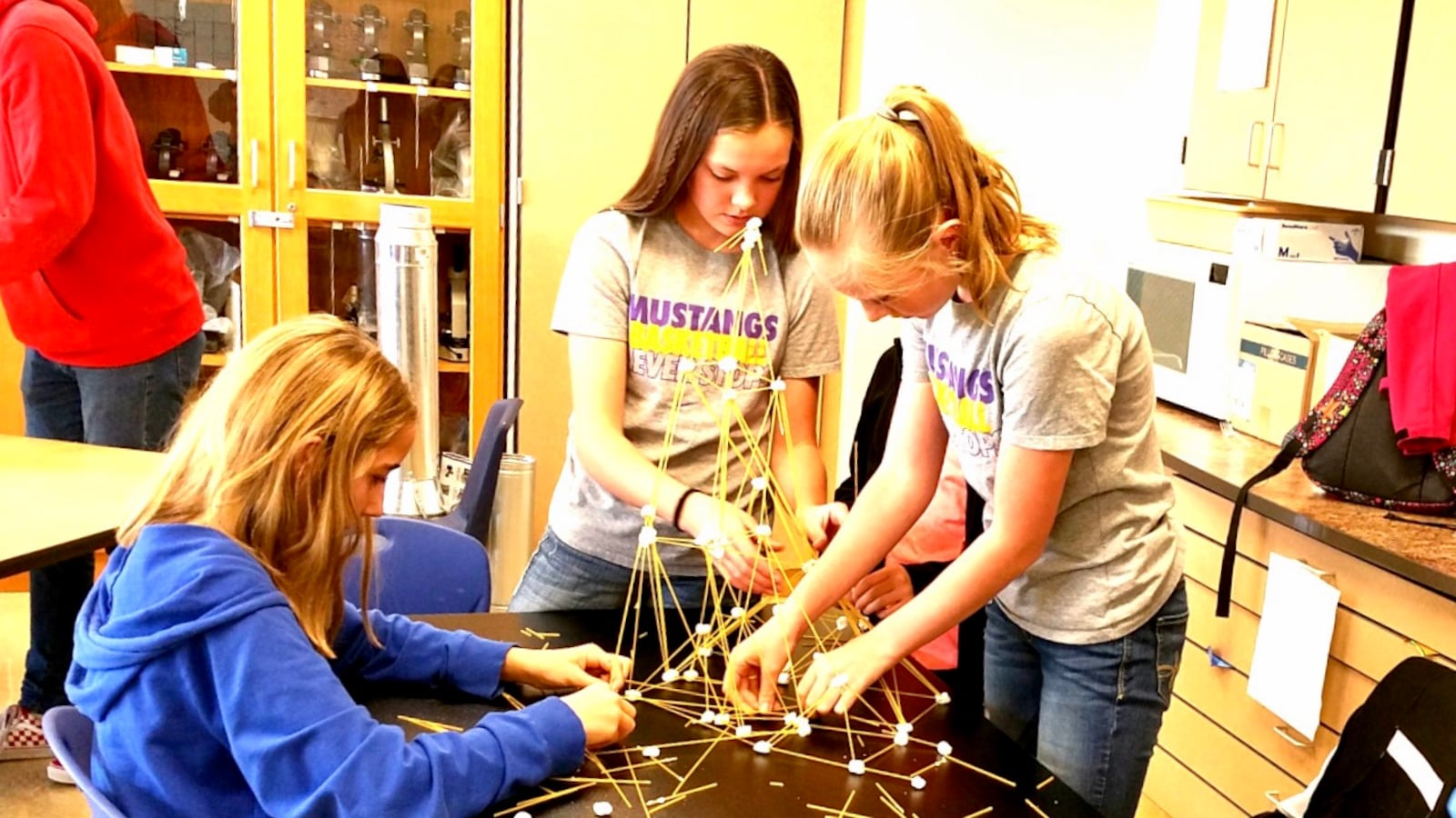 Students build a marshmallow tower as part of an activity at the Colorado AeroLab in Kremmling. The nonprofit provides a variety of "fifth-day" academic enrichment activities for students attending schools with only four-day weeks.