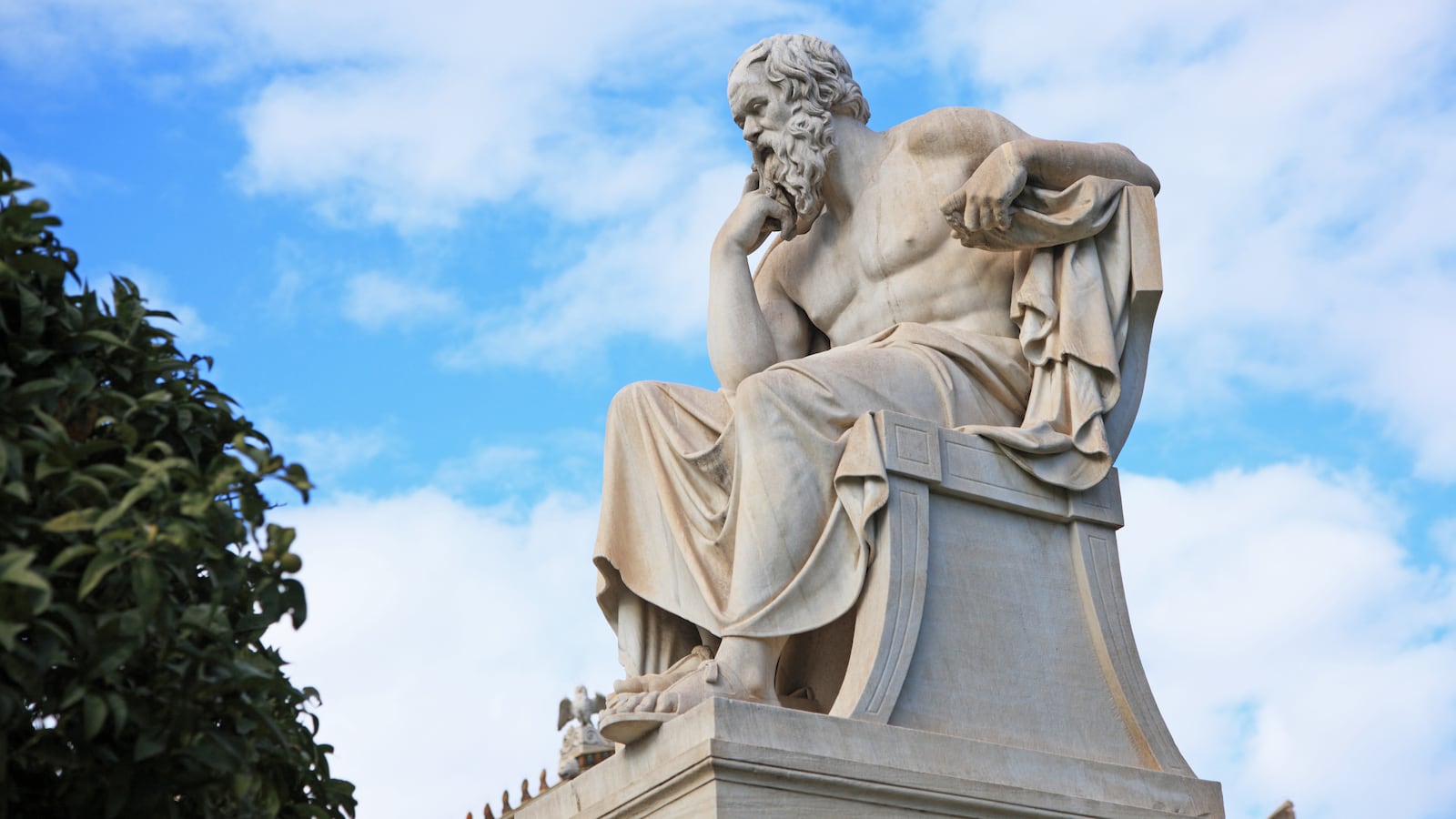 A Socrates statue in front of the Academy of Athens.