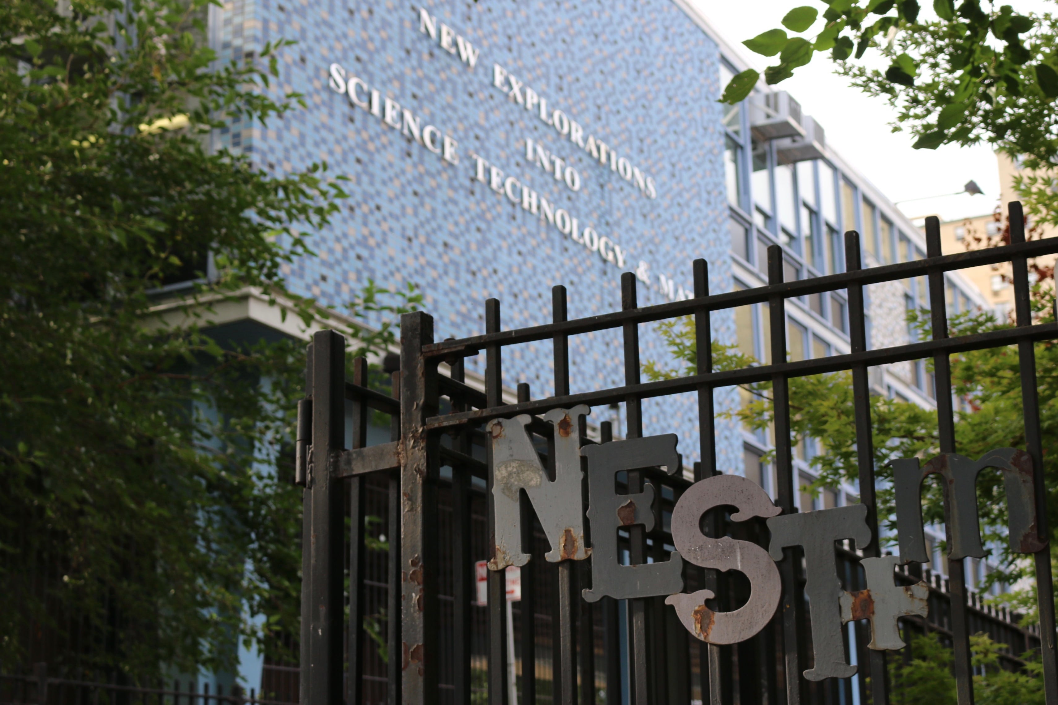 A photograph of the outside of the New Explorations into Science Technology and Math building.