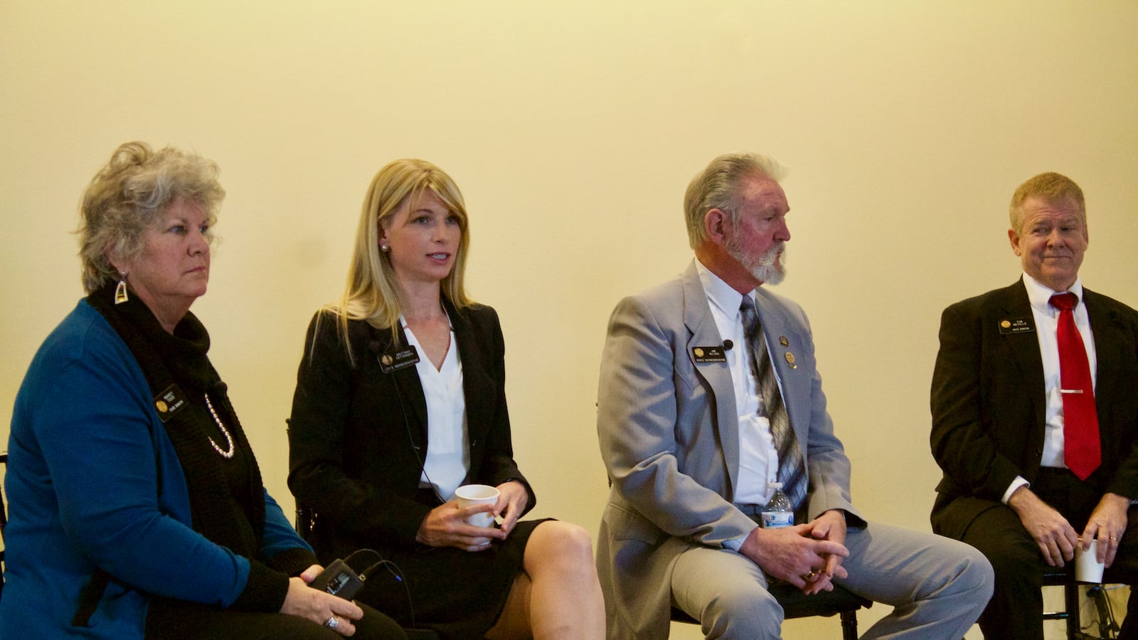 Sen. Nancy Todd, Rep. Brittany Pettersen, Rep. Jim Wilson and Sen. Tim Neville (Chalkbeat photo by Yesenia Robles).