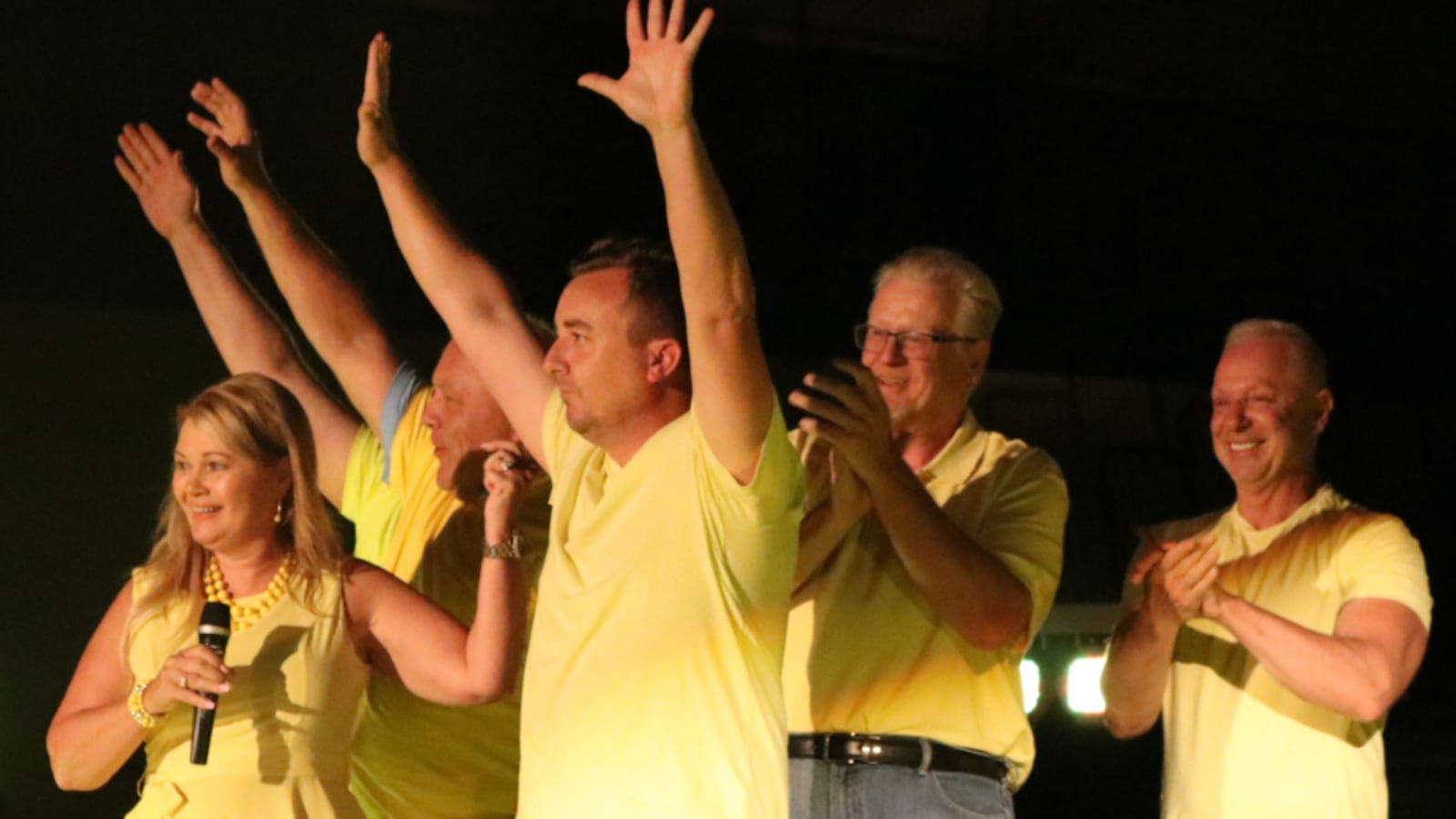 Superintendent Pam Swanson and the Westminster school board celebrate their state ratings. (Photo courtesy of Westminster Public Schools)