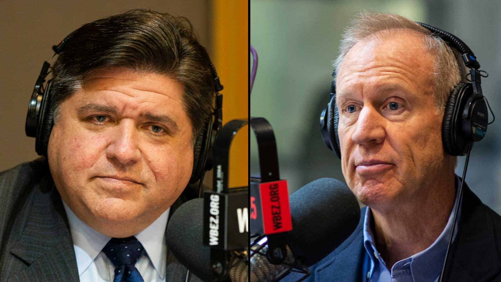 Democratic candidate J.B. Pritzker, left, and Gov. Bruce Rauner talked education policy with Chalkbeat Chicago and WBEZ education for the series Testing the Candidates.