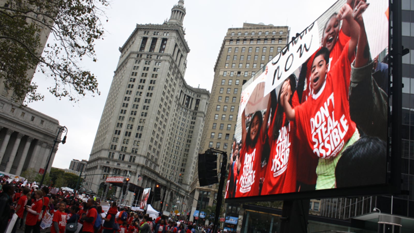 Families for Excellent Schools organized a rally in Foley Square in Manhattan that drew thousands of charter school students and parents.