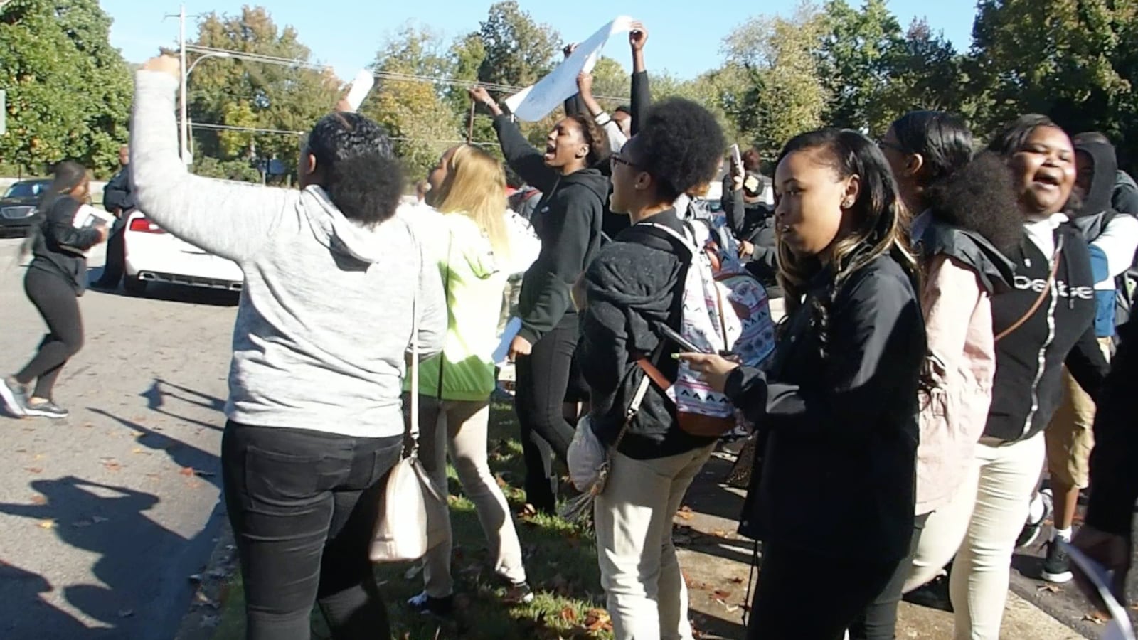 Students at Memphis Academy of Health Sciences High School protest administrators firing a teacher and principal.
