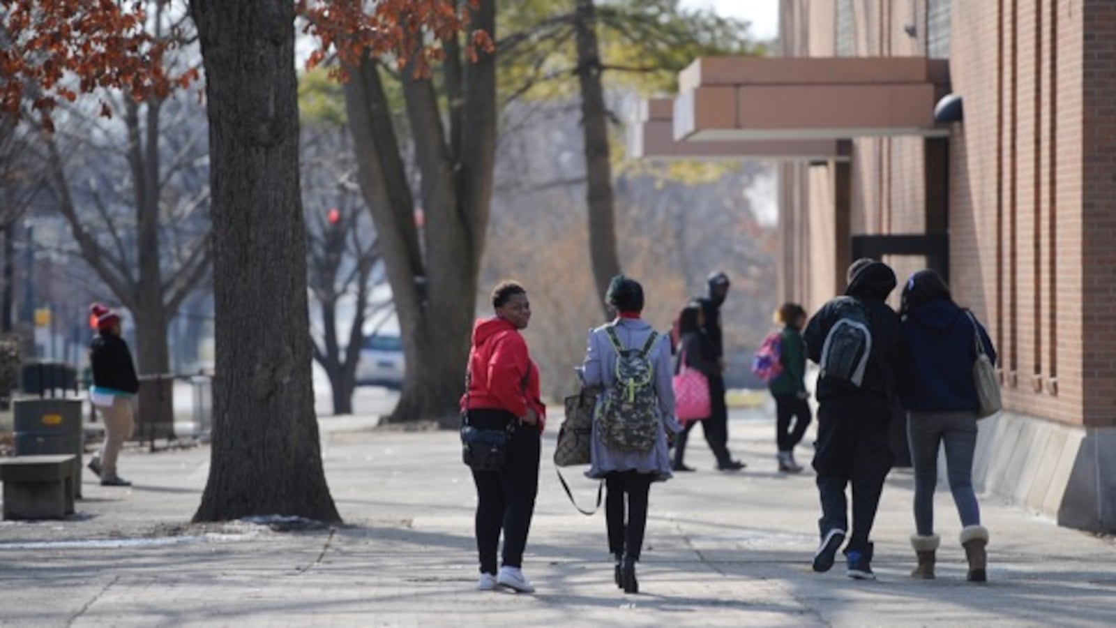Students outside Arsenal Technical High School.
