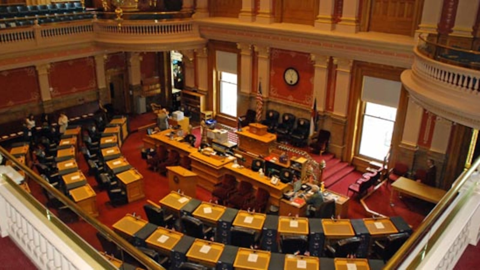 Colorado Senate Chamber, redecorated and restored for 2015 session.