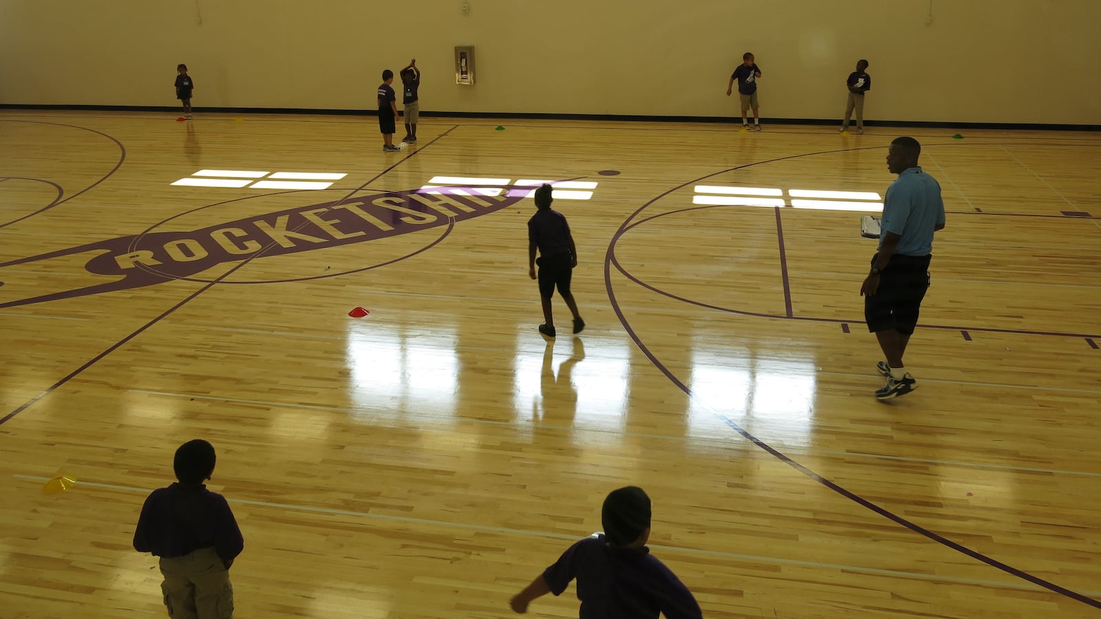 Students at Rocketship play in their brand new gym.