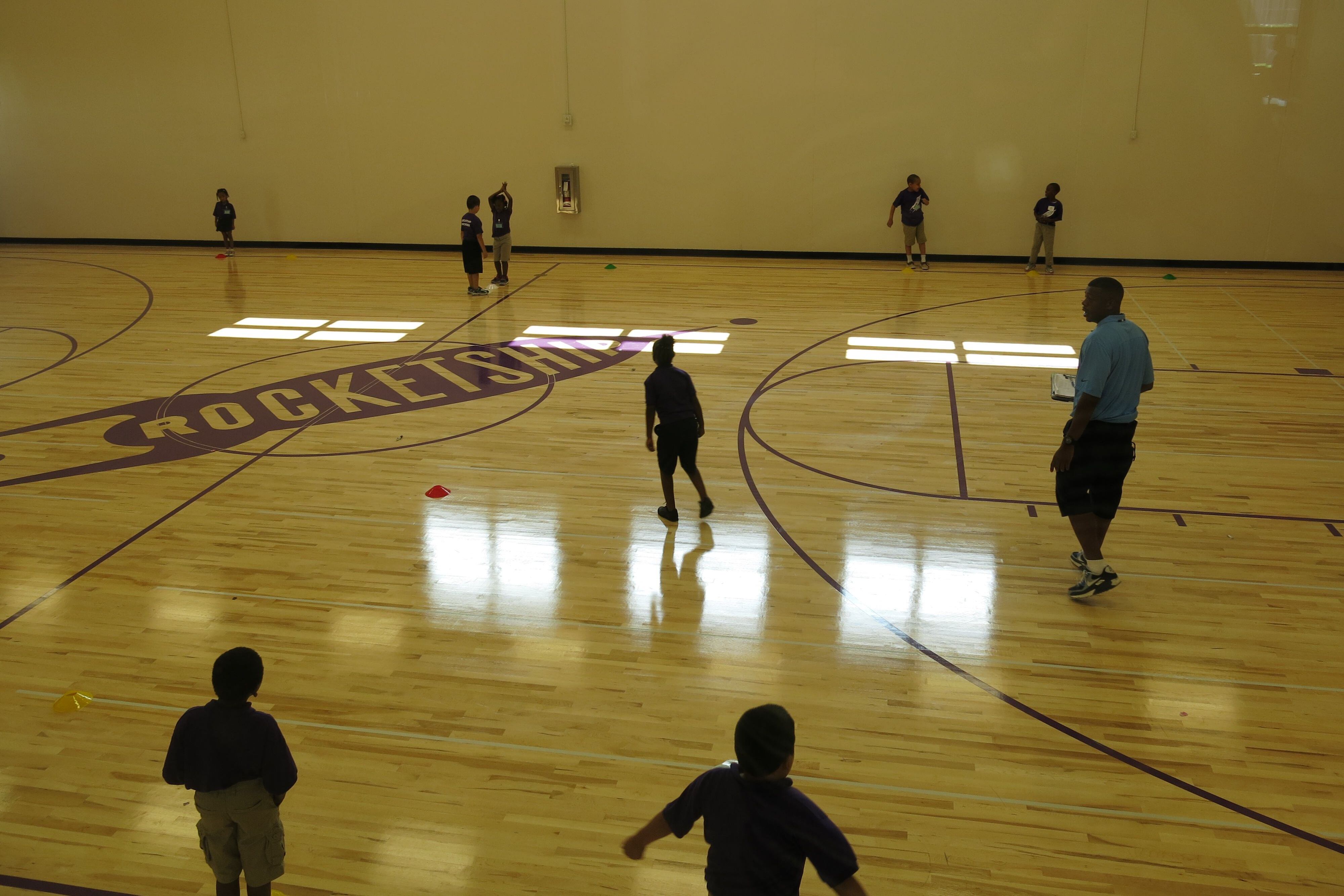 Students at Rocketship play in their brand new gym.