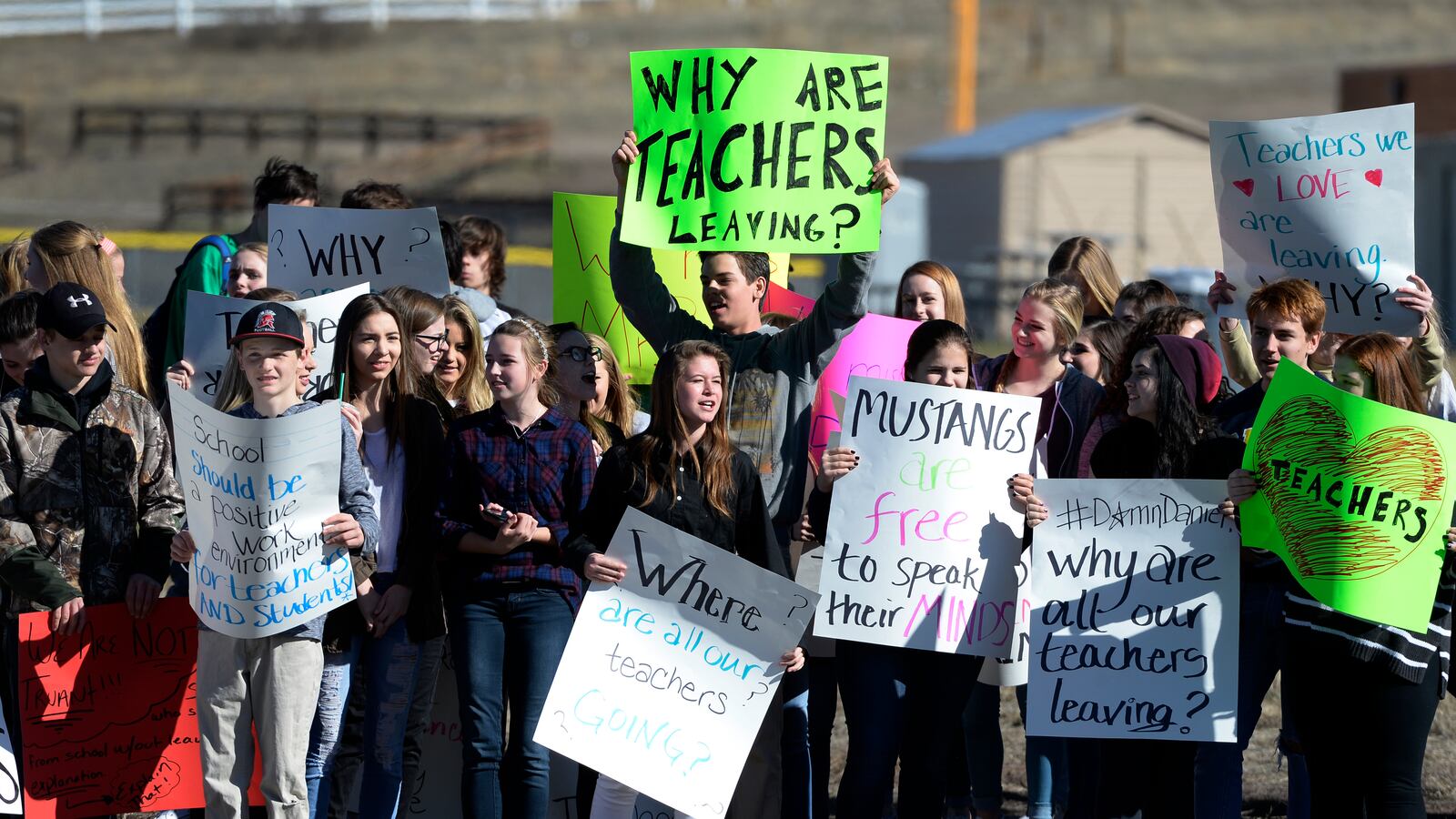 Ponderosa High School students in 2016 staged a walkout to protest what they say is a high teacher turnover rate caused decisions made by the Douglas County School District. (Photo by Andy Cross/The Denver Post)