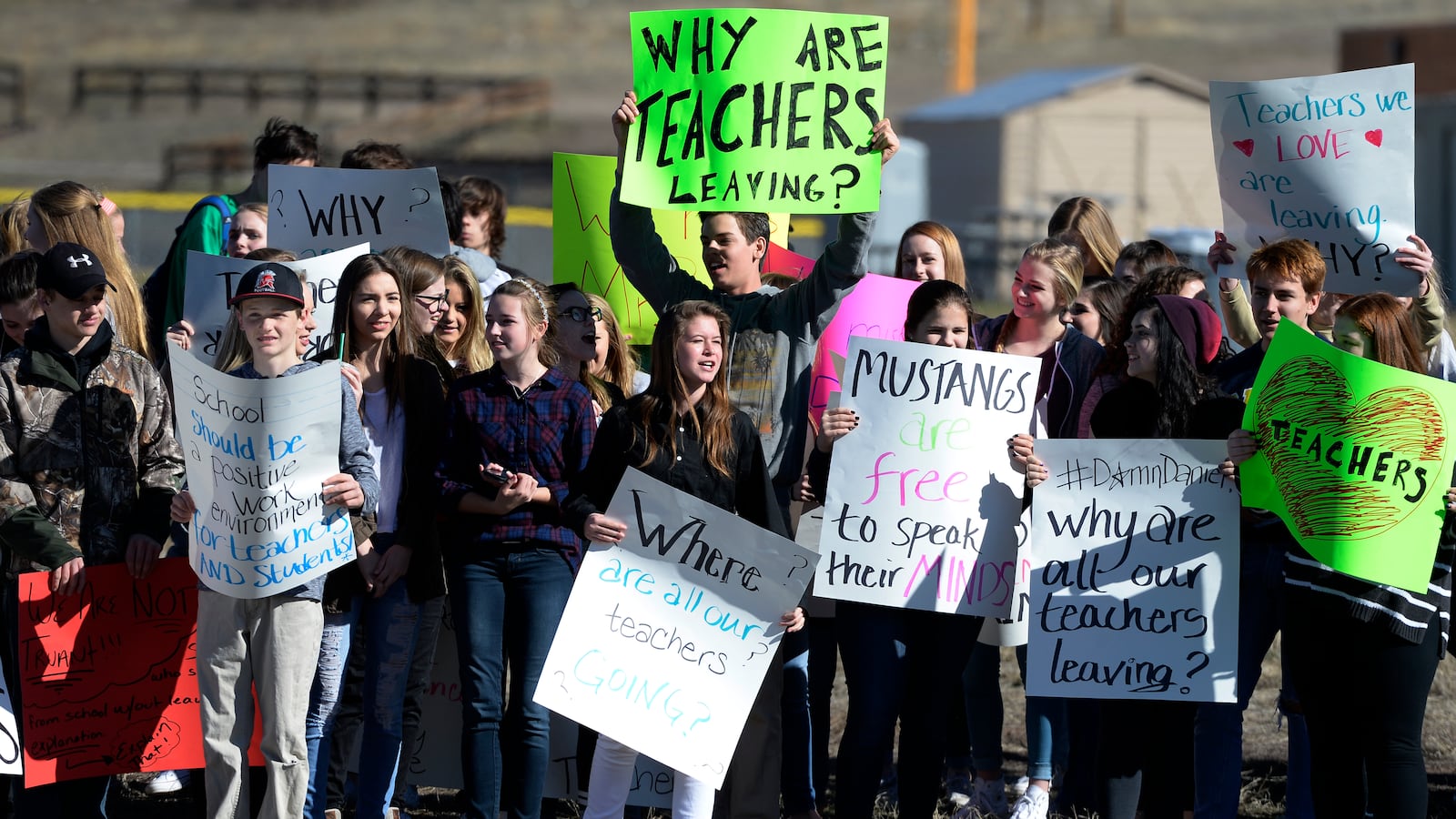 Ponderosa High School students in 2016 staged a walkout to protest what they say is a high teacher turnover rate caused decisions made by the Douglas County School District. (Photo by Andy Cross/The Denver Post)
