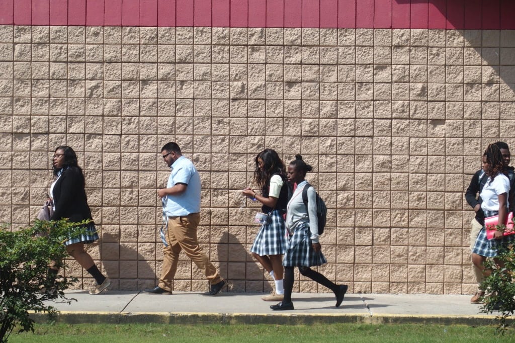 Aug. 12, 2019 first day of school&nbsp; Shelby County Schools charter school walking from school dismissal About 1,000 middle and high school students are enrolled at Memphis Business Academy’s campus in Frayser.