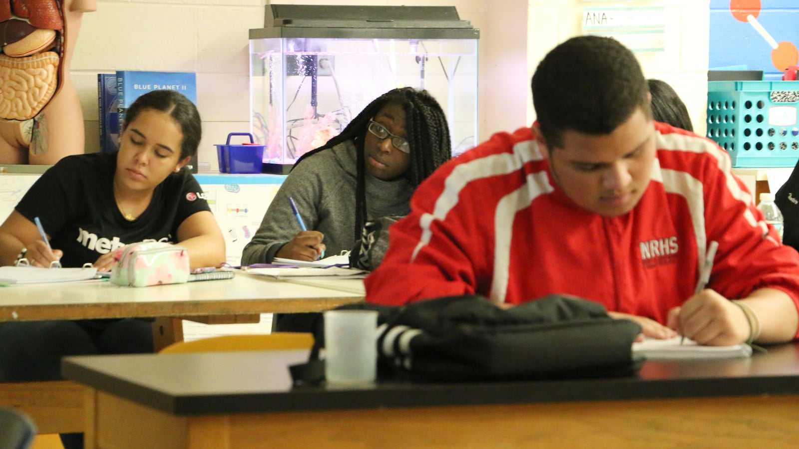 In September 2020, the district plans to open a new high school, the Newark School of Global Studies, along with the Sir Isaac Newton Elementary School. (Pictured are students at East Side High School.)