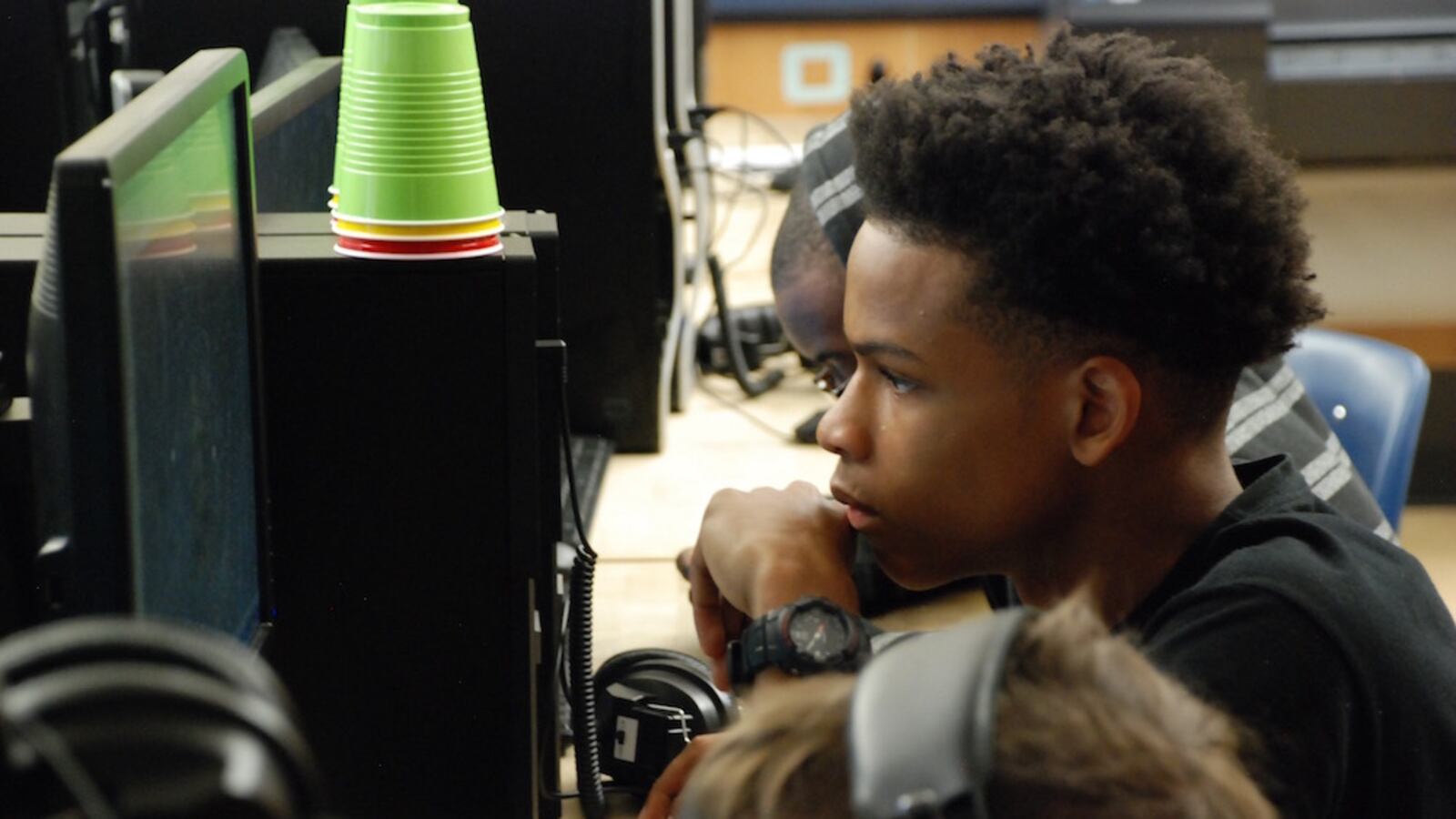 A student at Vista Peak in Aurora works on an assignment. (Photo by Nicholas Garcia, Chalkbeat)