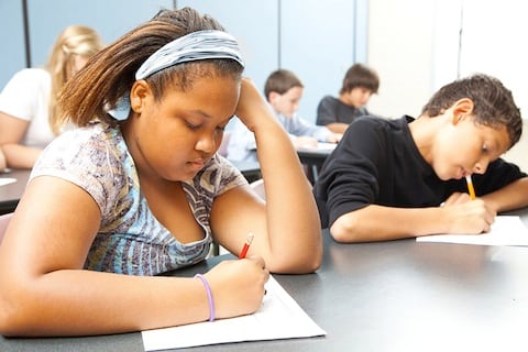 Students taking tests