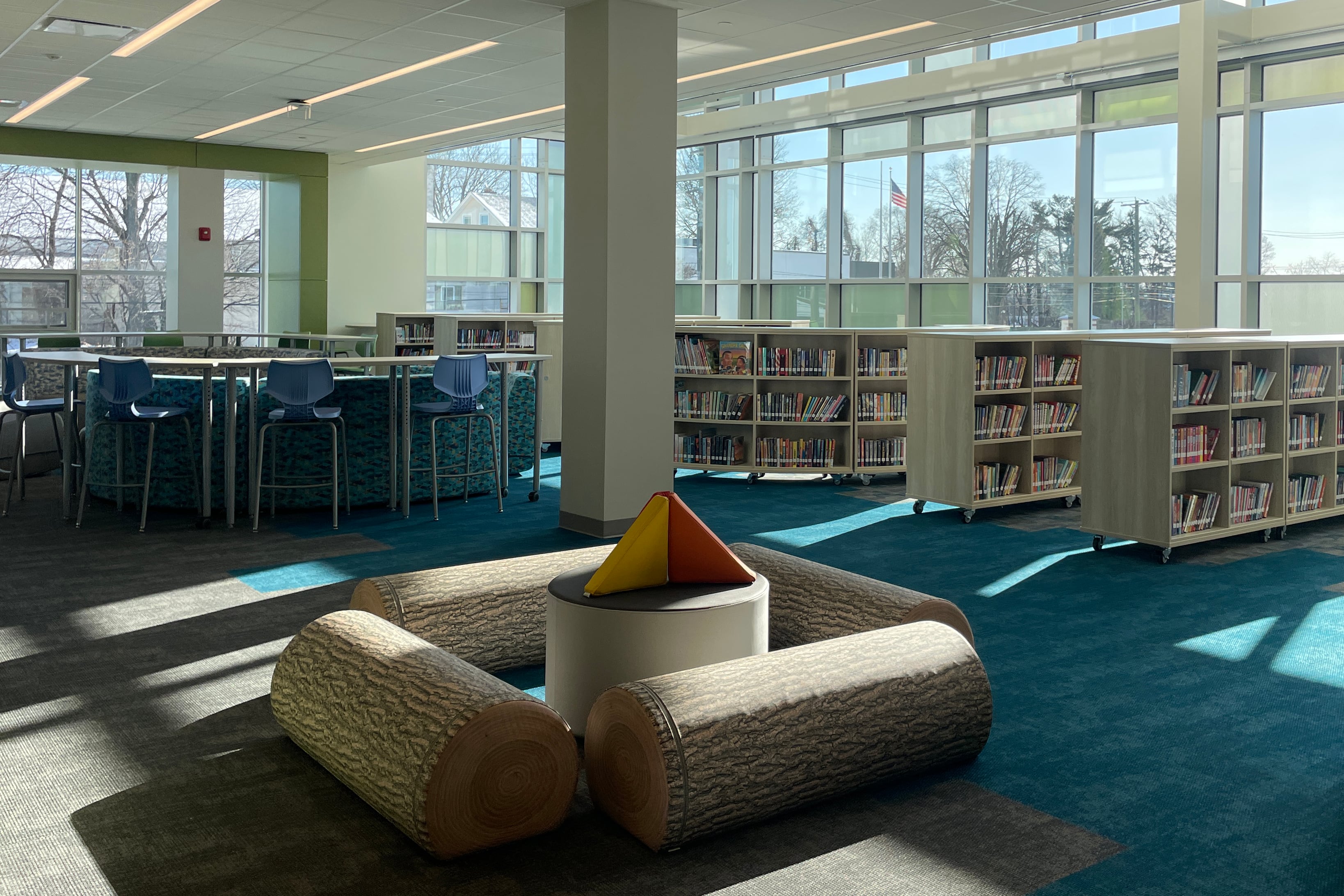 A photograph of an empty school building.