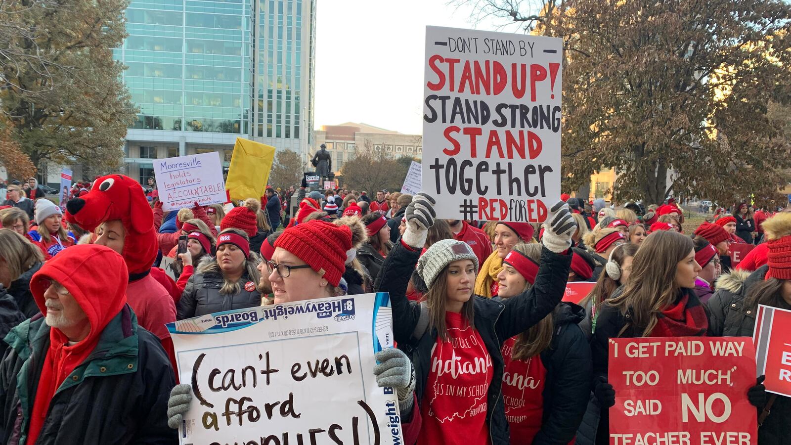 Thousands of teachers attend a Red For Read rally at the Indiana Statehouse on Nov. 19, 2019.