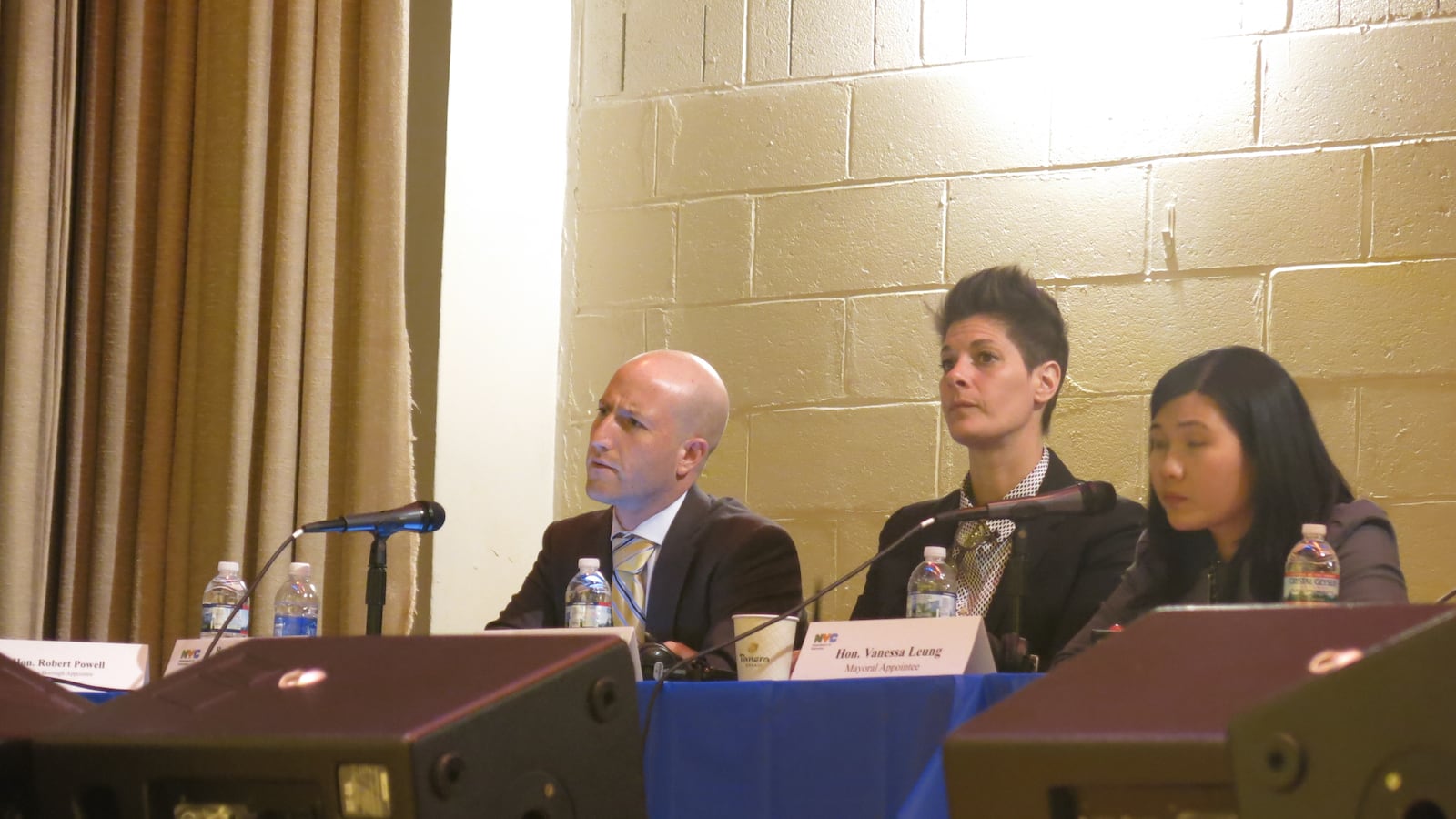 From left, mayoral appointees Ben Shuldiner, Lori Podvesker and Vanessa Leung at a Panel for Educational Policy meeting in April. All three voted in favor of all of the city's colocation proposals this week.