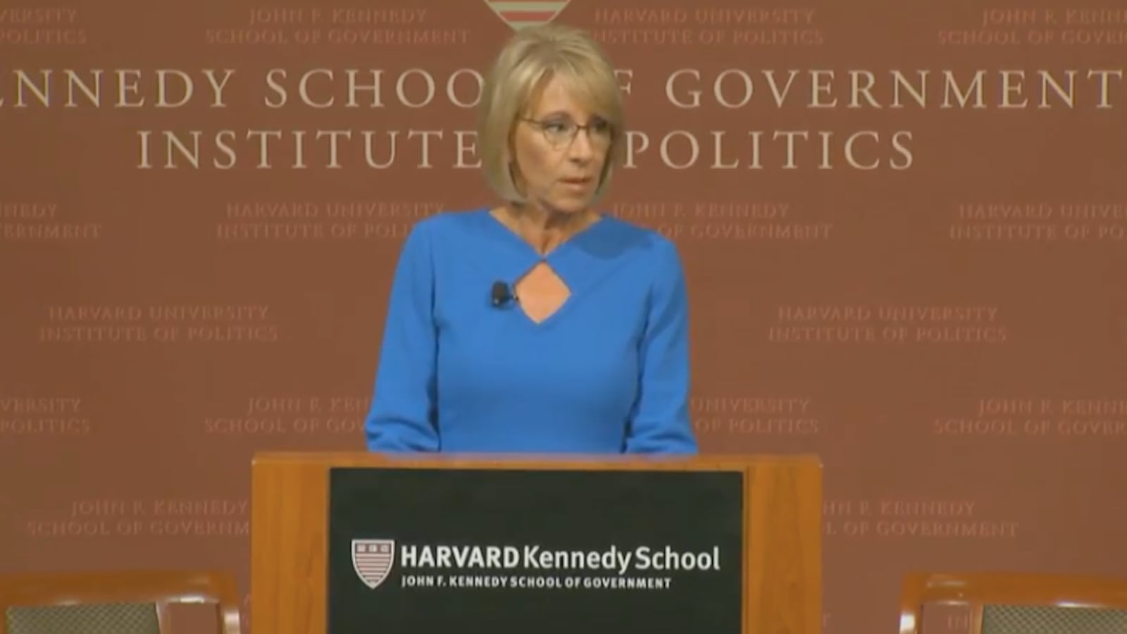 U.S. Education Secretary Betsy DeVos at Harvard.