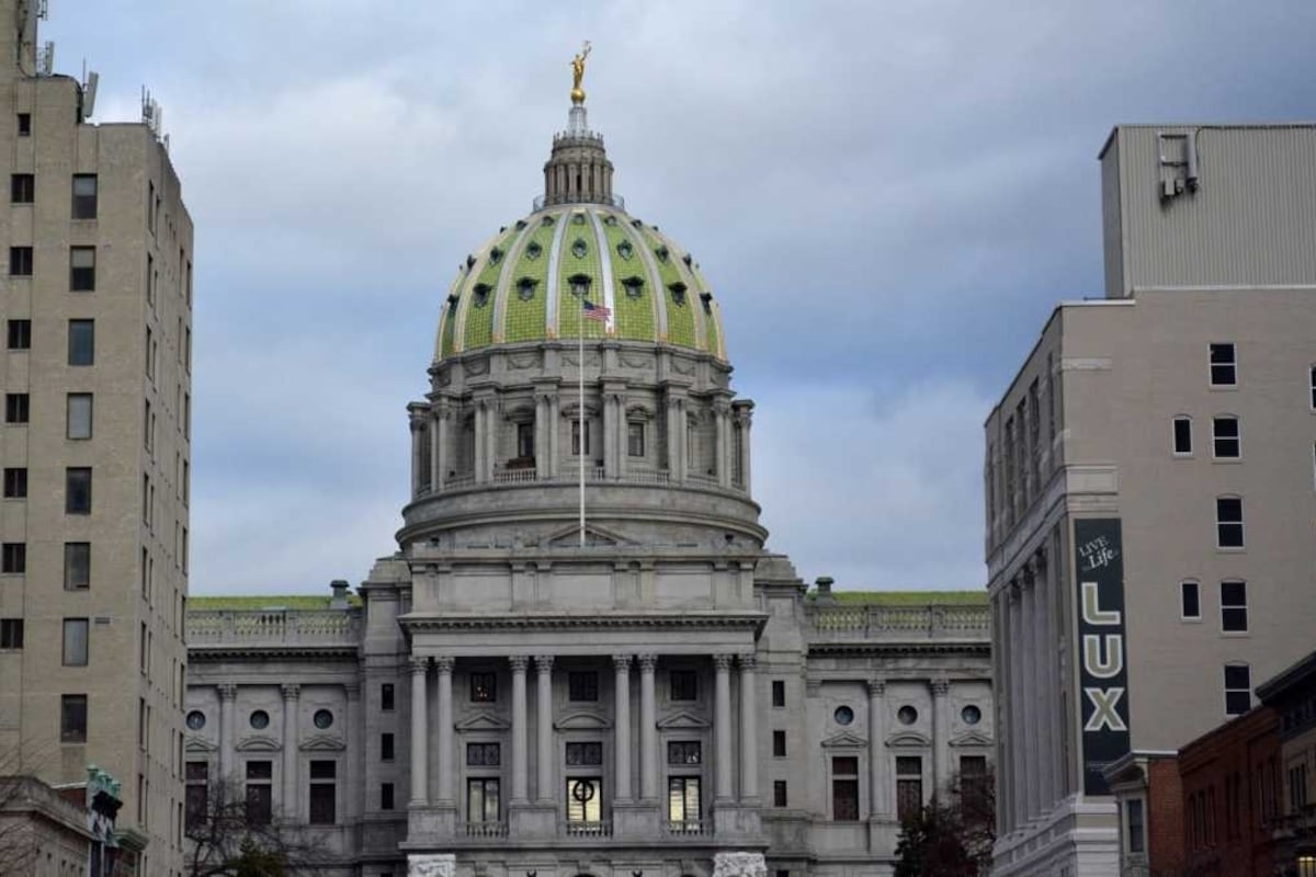 Shown is the state capitol building in Harrisburg.