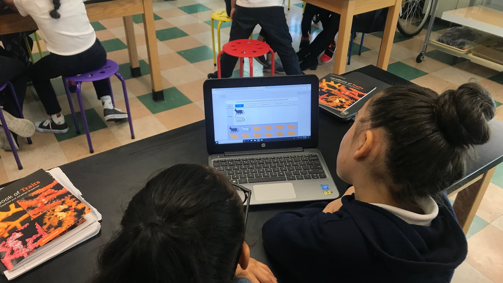 Students at a Bushwick elementary school learn about genes and traits using an interactive simulation through Amplify Science.