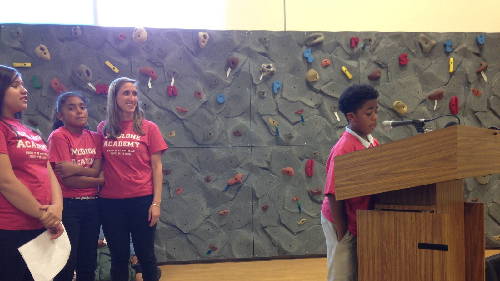 A McGlone Elementary student testifies in favor of expanding the school.