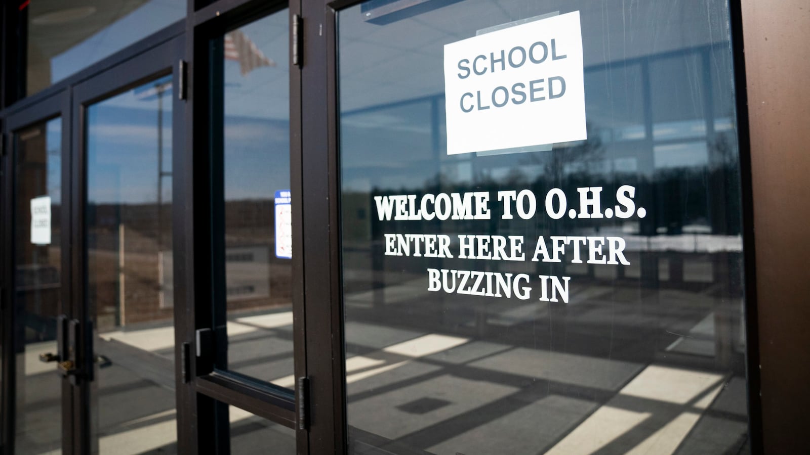 OSCEOLA, MN - MARCH 10: Osceola High School was closed in Osceola, Wis., on Tuesday March 10, 2020, after it was discovered someone testing positive for the coronavirus attended a function Saturday at the school. The school was closed for cleaning. (Photo by Renee Jones Schneider/Star Tribune via Getty Images)