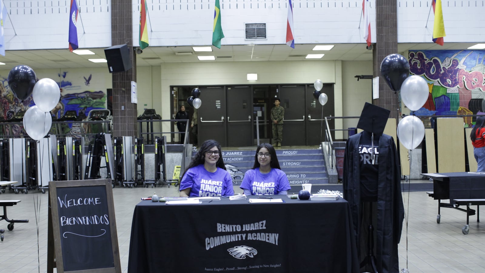 At a fall open house, students at Benito Juarez Community Academy greeted visitors. As more students choose schools outside their neighborhood, schools have to work harder to impress families.