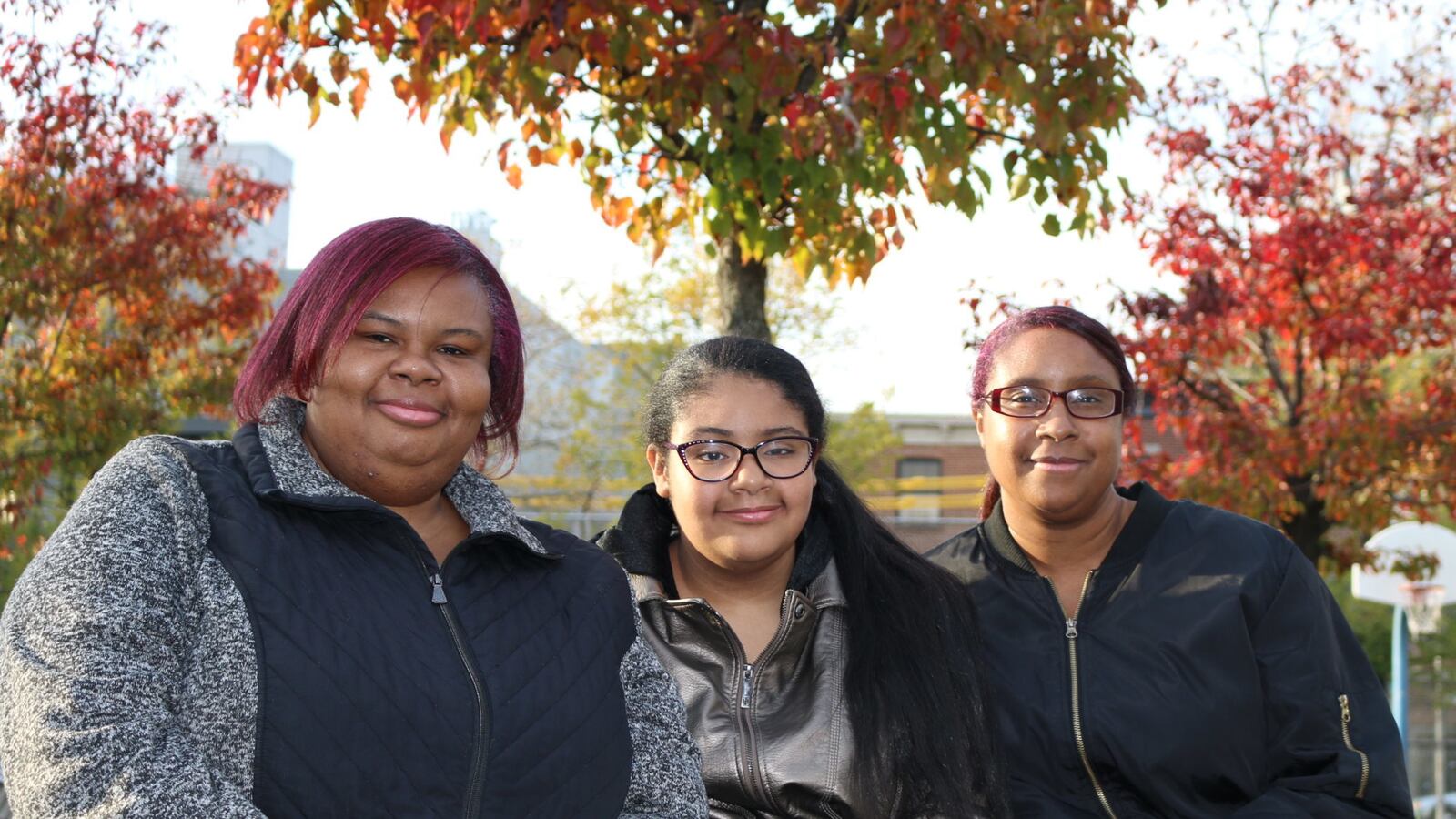Melina Mays (center) is attending Sunset Park Prep, which was her first choice. Her mom, Dorothy Mays (left) and aunt, Cindy Mays (right) hadn't heard of the school prior to touring it.