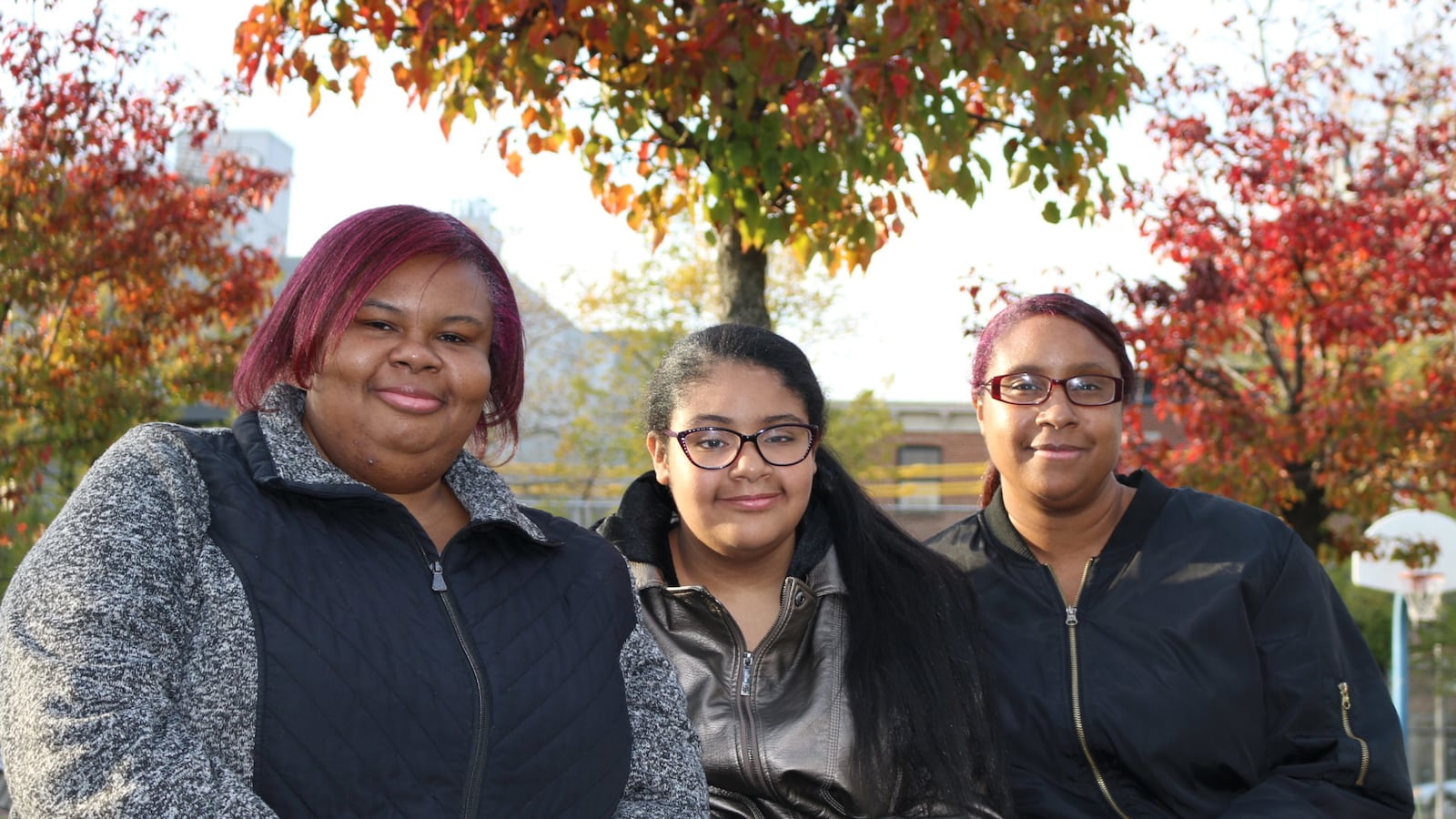Melina Mays (center) is attending Sunset Park Prep, which was her first choice. Her mom, Dorothy Mays (left) and aunt, Cindy Mays (right) hadn't heard of the school prior to touring it.