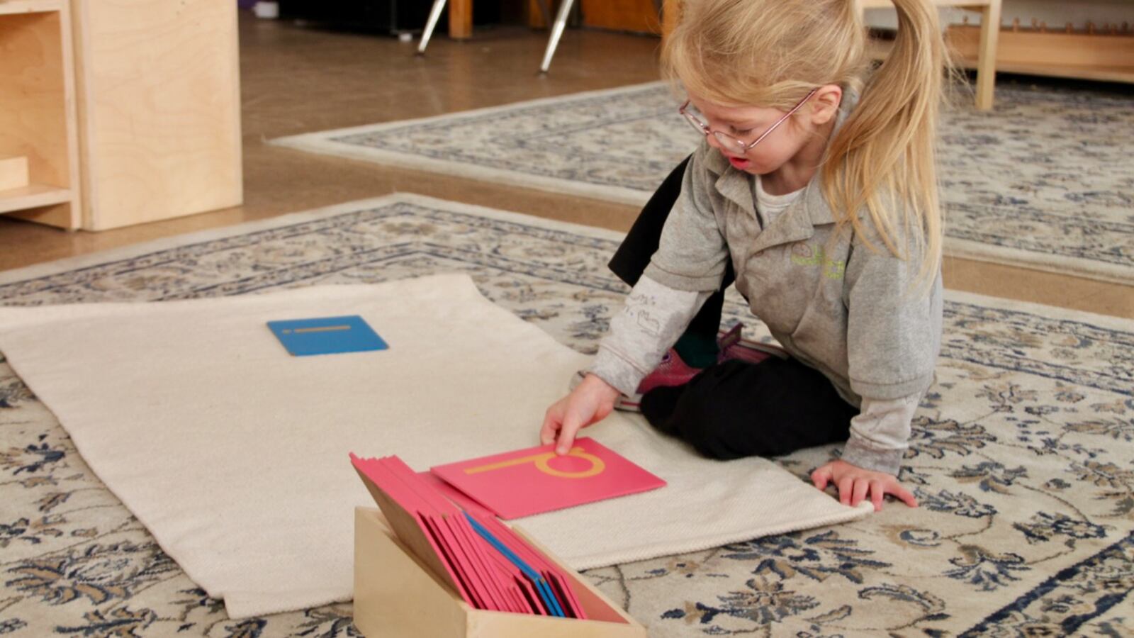 Faith Dowell, a kindergarten student at Libertas School of Memphis, works on an independent lesson.