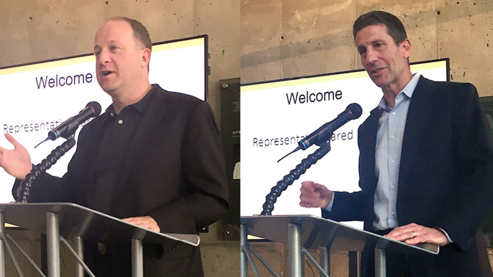 Jared Polis, the Democratic candidate for Colorado governor, and Lang Sias, the Republican lieutenant governor candidate, spoke at forum on early childhood issues.